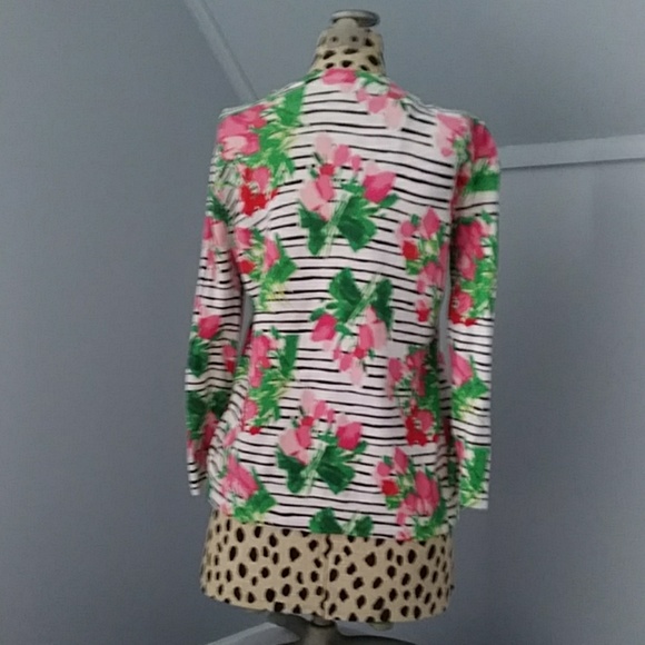 Fun Floral Striped 3/4 Sleeve Sweater - Picture 2 of 5
